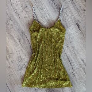 RARE Handover Green Sequin Mini Dress